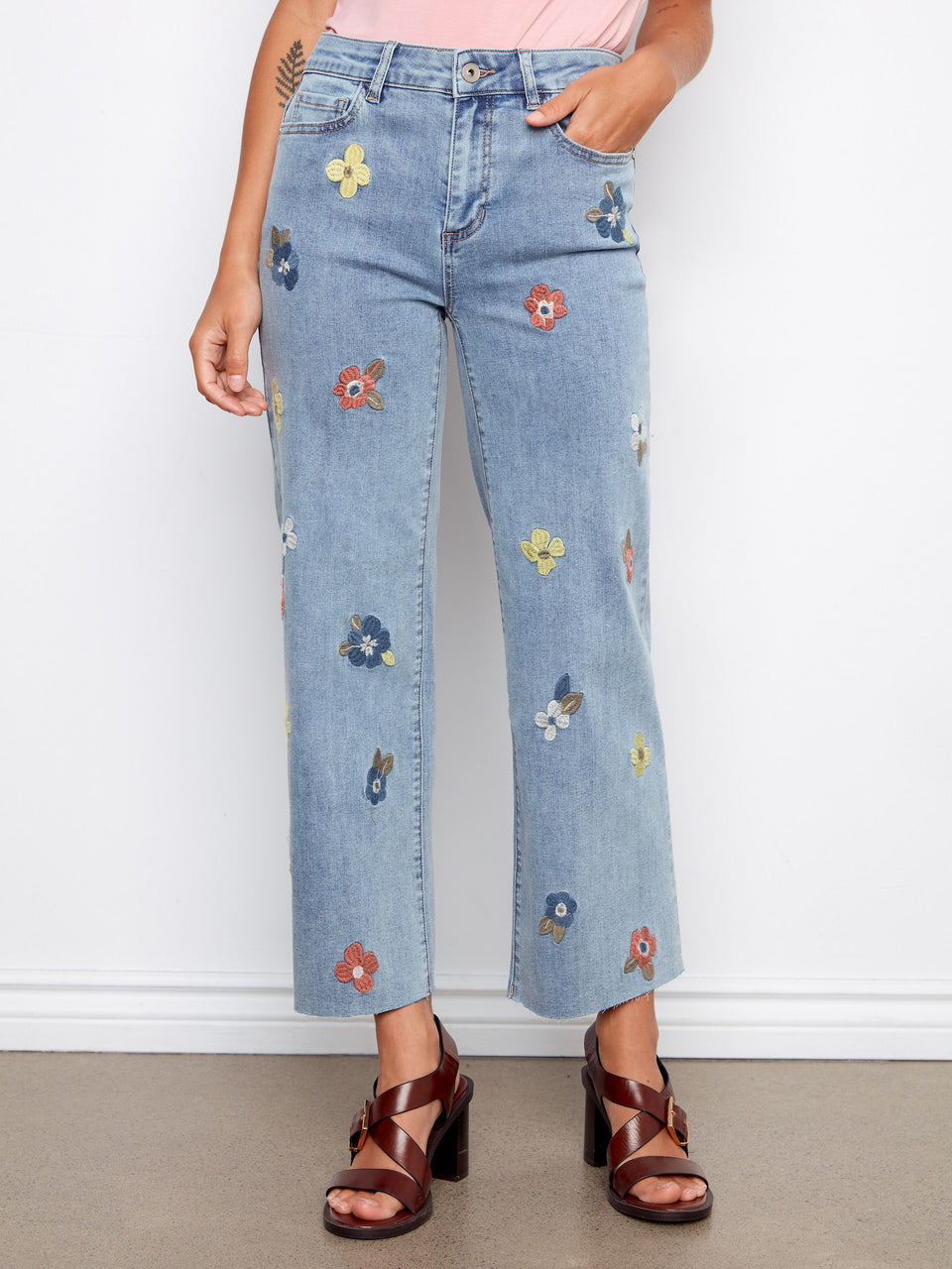 Charlie B Floral Embroidered Denim Jean