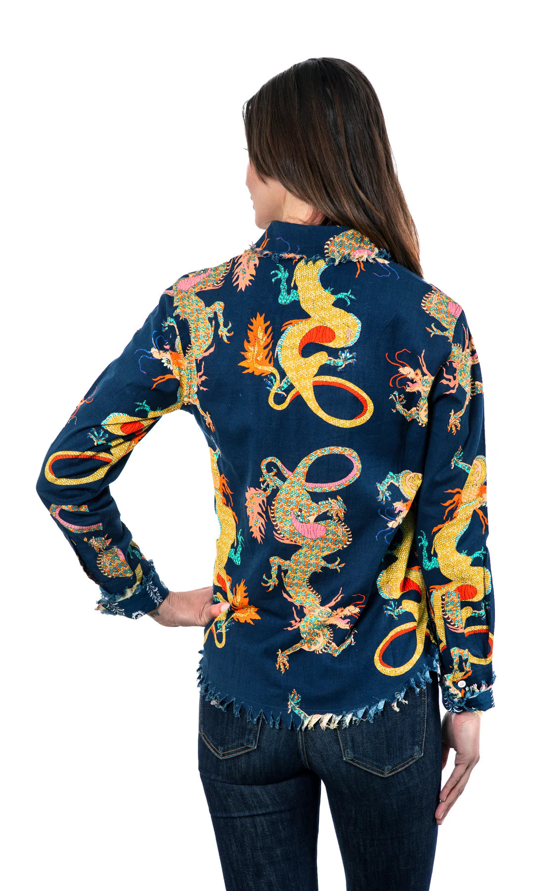 Navy Dragon Cape Cod Blouse