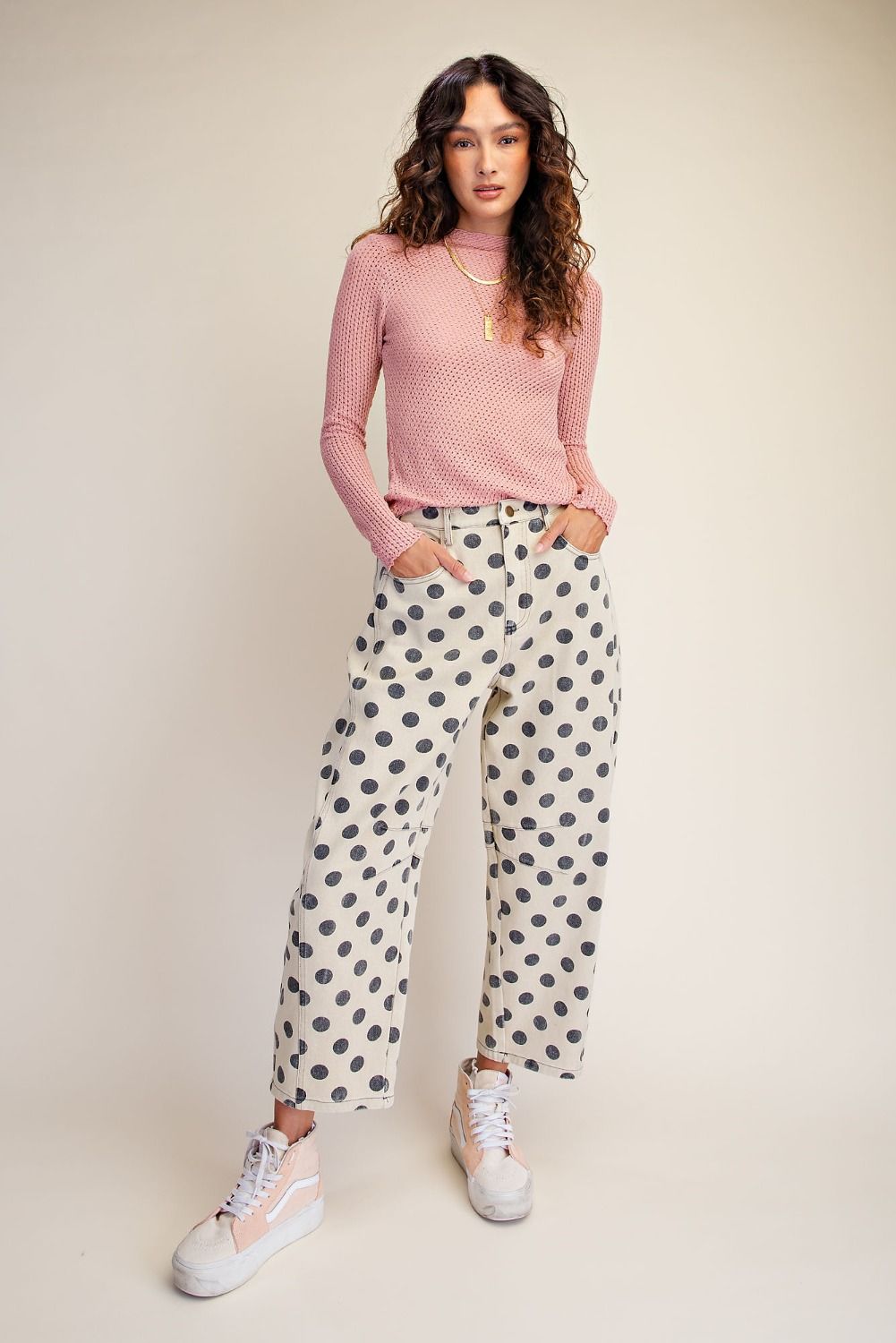 Khaki Polka Dot Barrel Jeans