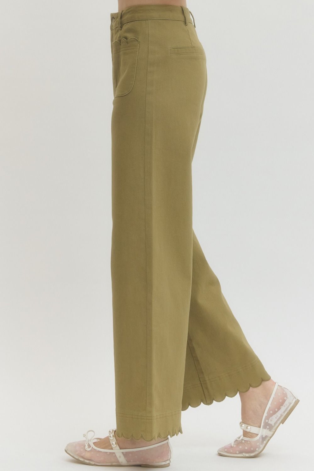 Scallop Hem Wide Leg Denim