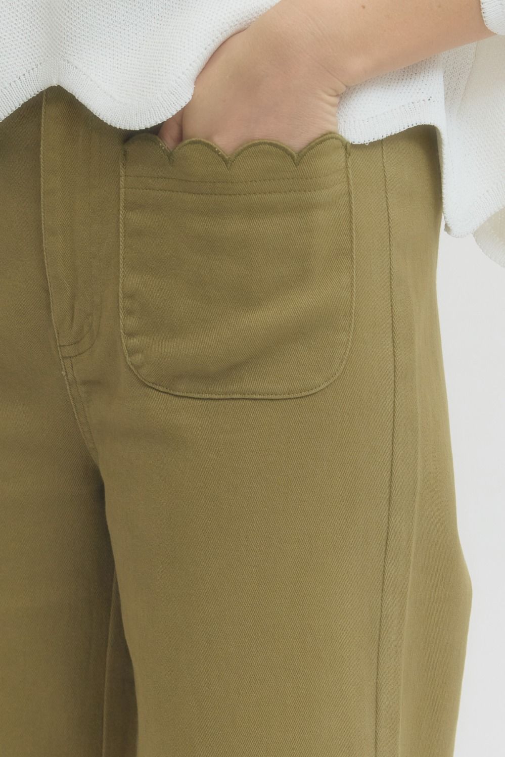 Scallop Hem Wide Leg Denim