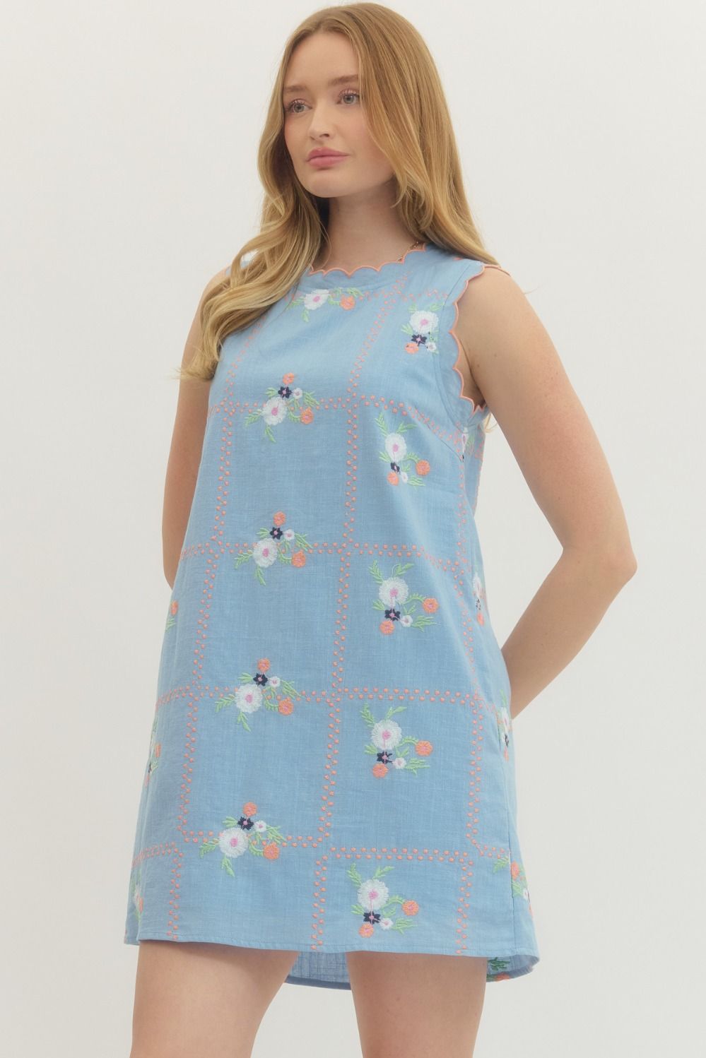 Scallop Trim Shift Dress by Entro