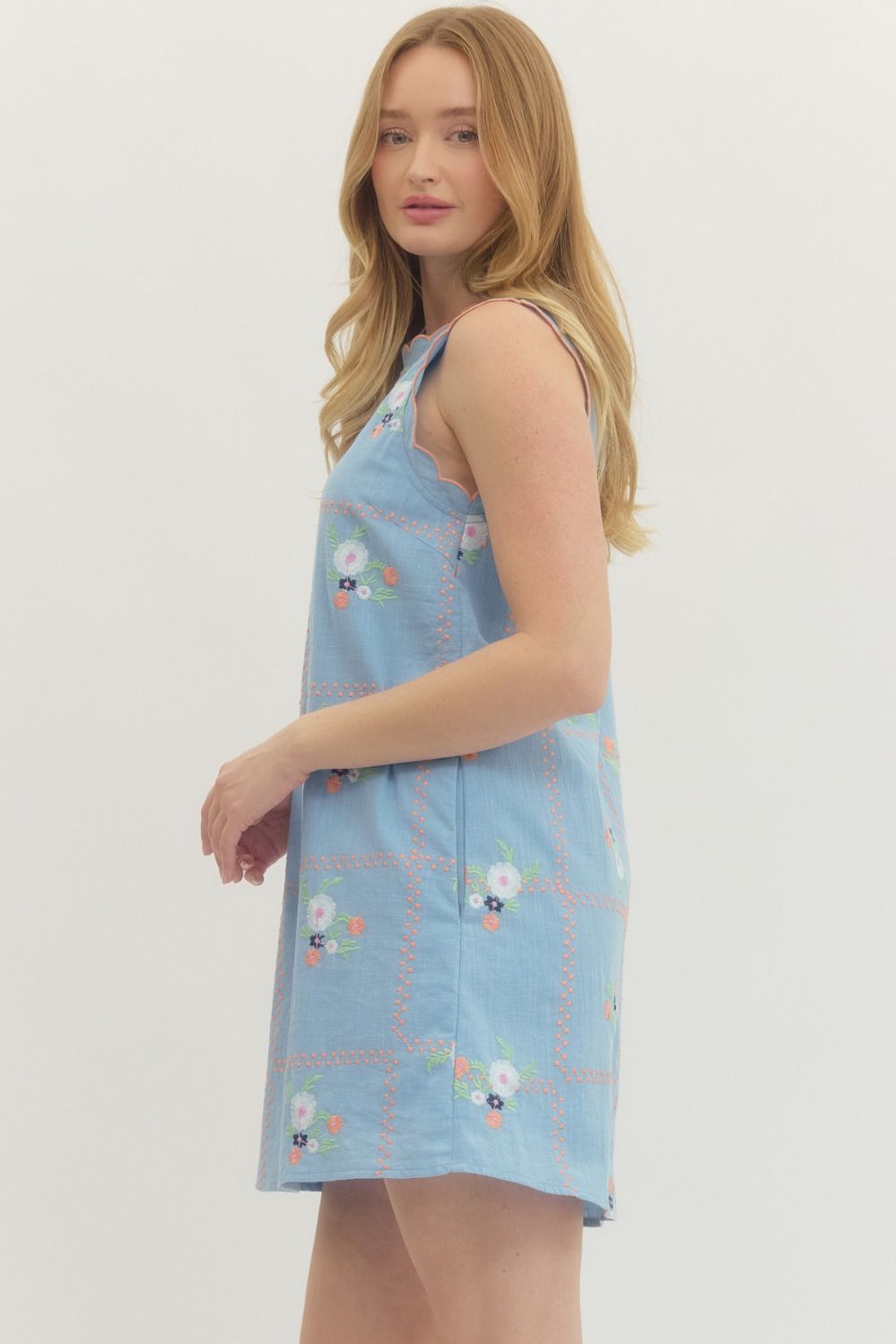 Scallop Trim Shift Dress by Entro