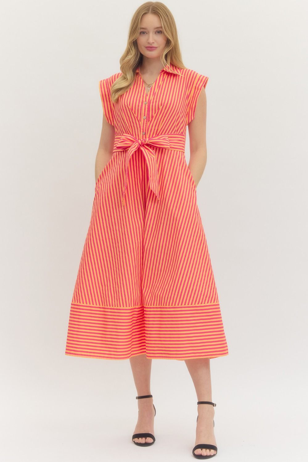 Daisy Striped Midi Dress by Entro