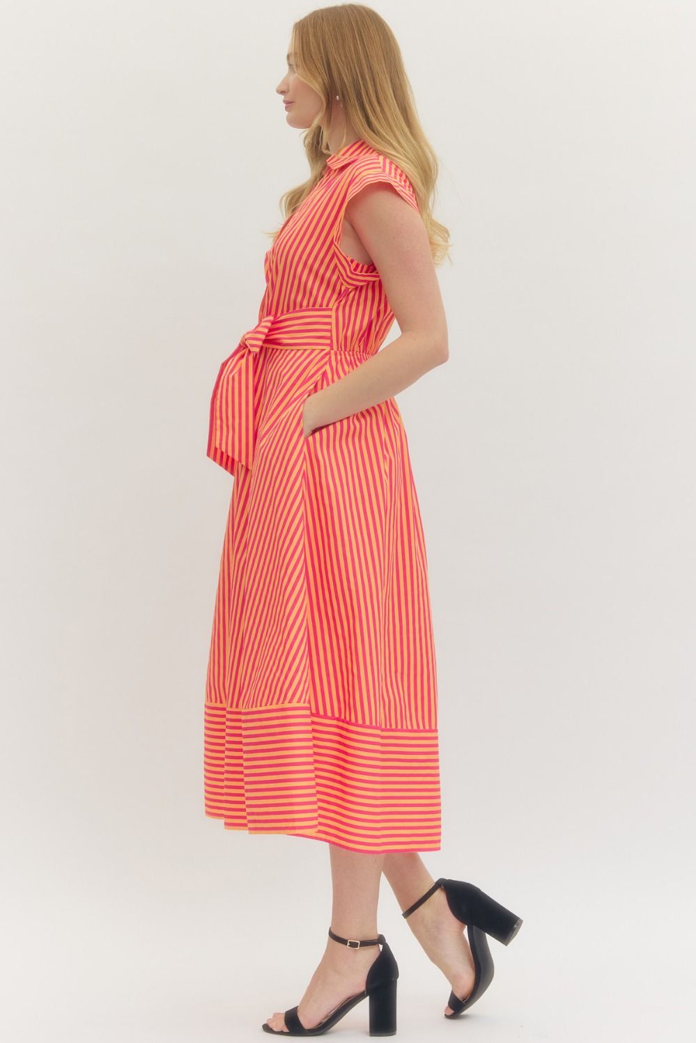 Daisy Striped Midi Dress by Entro