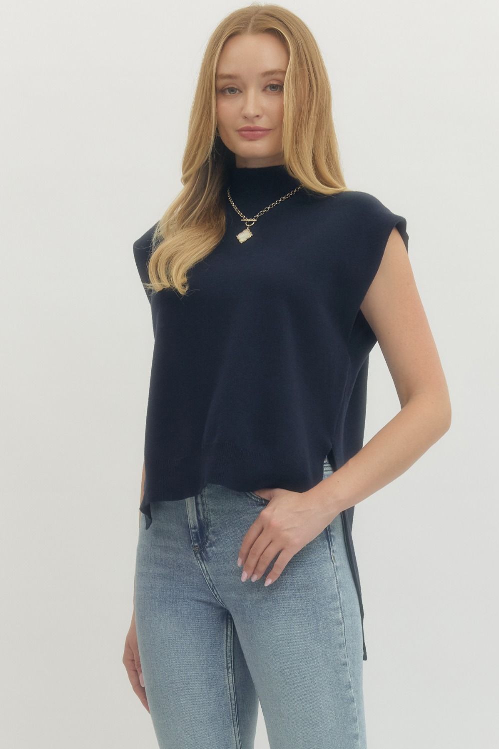 The Carrie Mock Neck Sleeveless Sweater