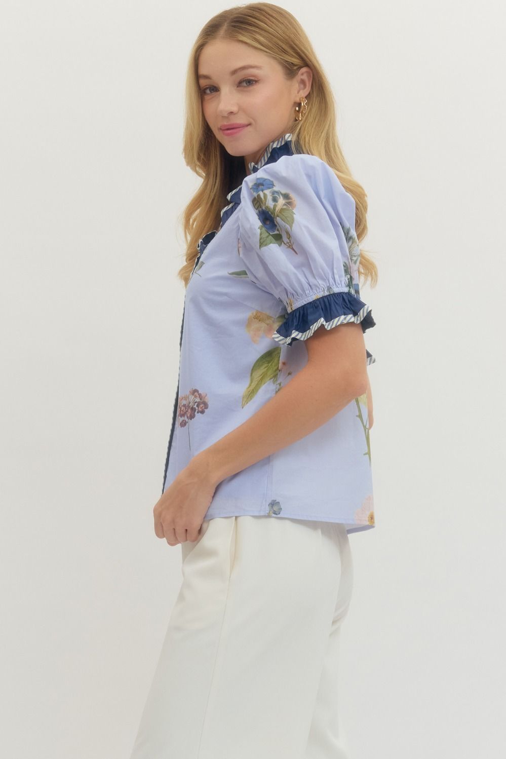 Savannah Ruffle Sleeve Blouse by Entro