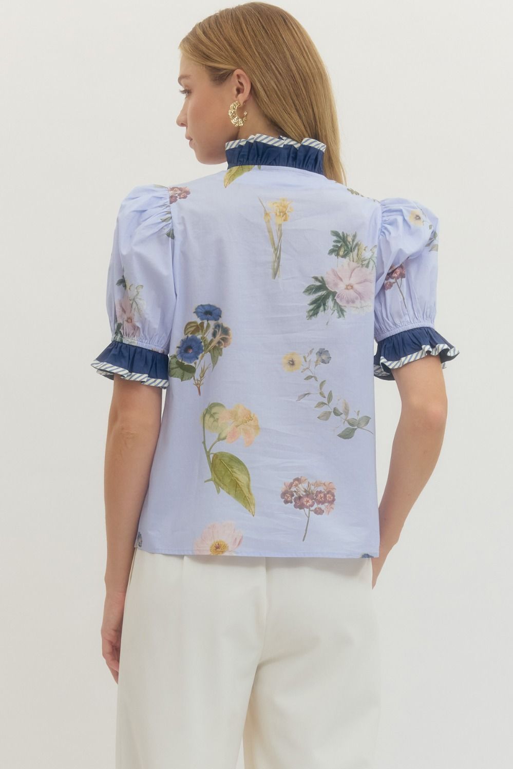 Savannah Ruffle Sleeve Blouse by Entro