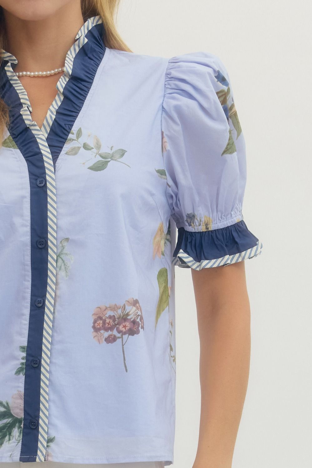 Savannah Ruffle Sleeve Blouse by Entro