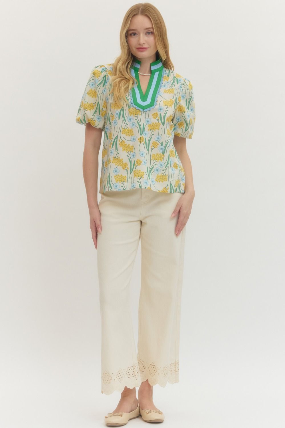 Sunny Floral Print Puff Sleeve Blouse