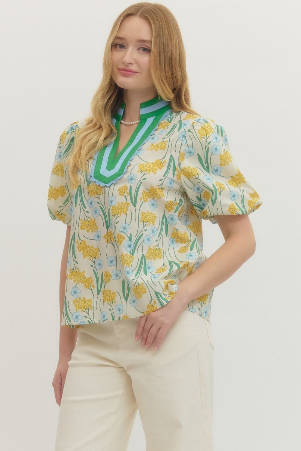Sunny Floral Print Puff Sleeve Blouse