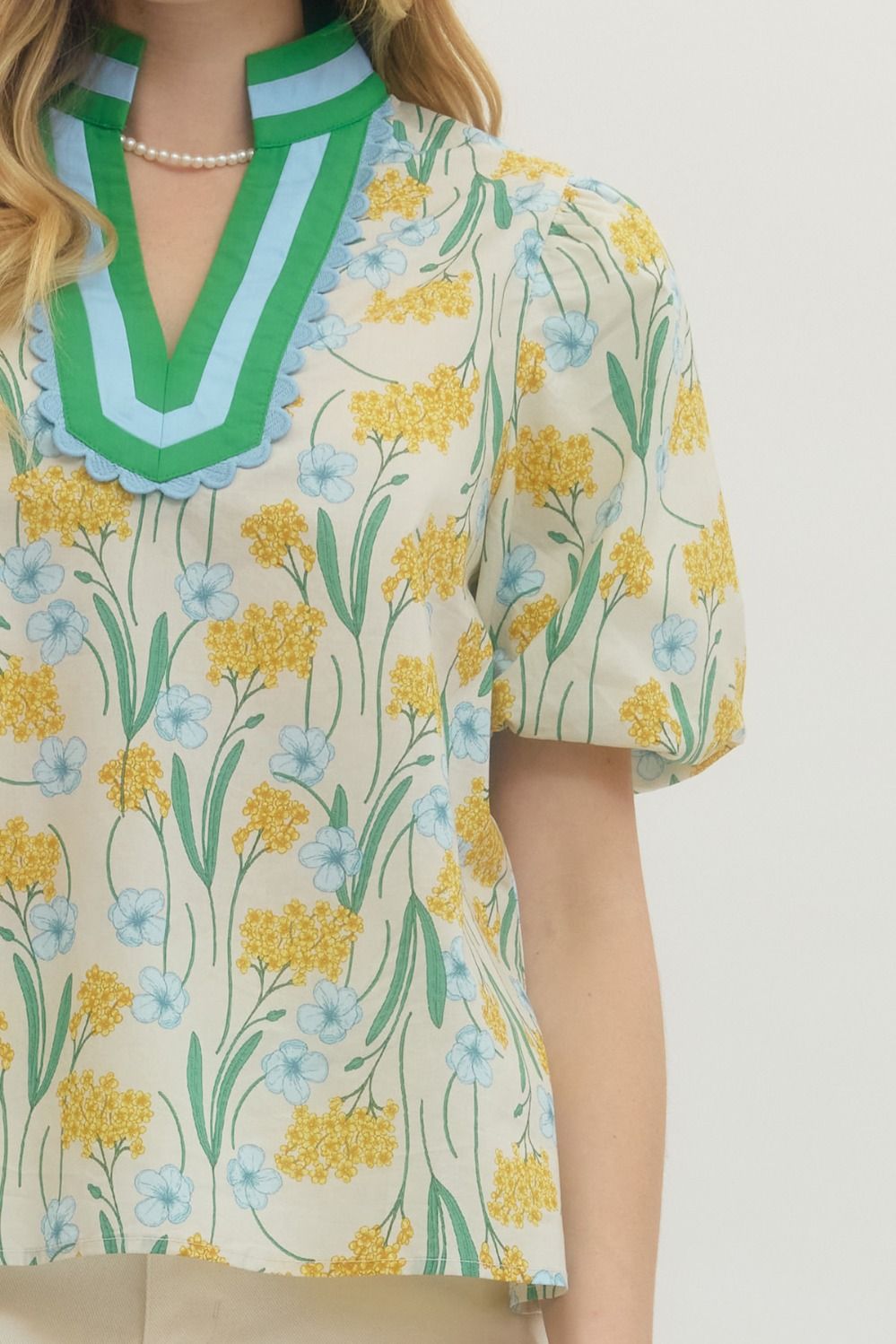 Sunny Floral Print Puff Sleeve Blouse