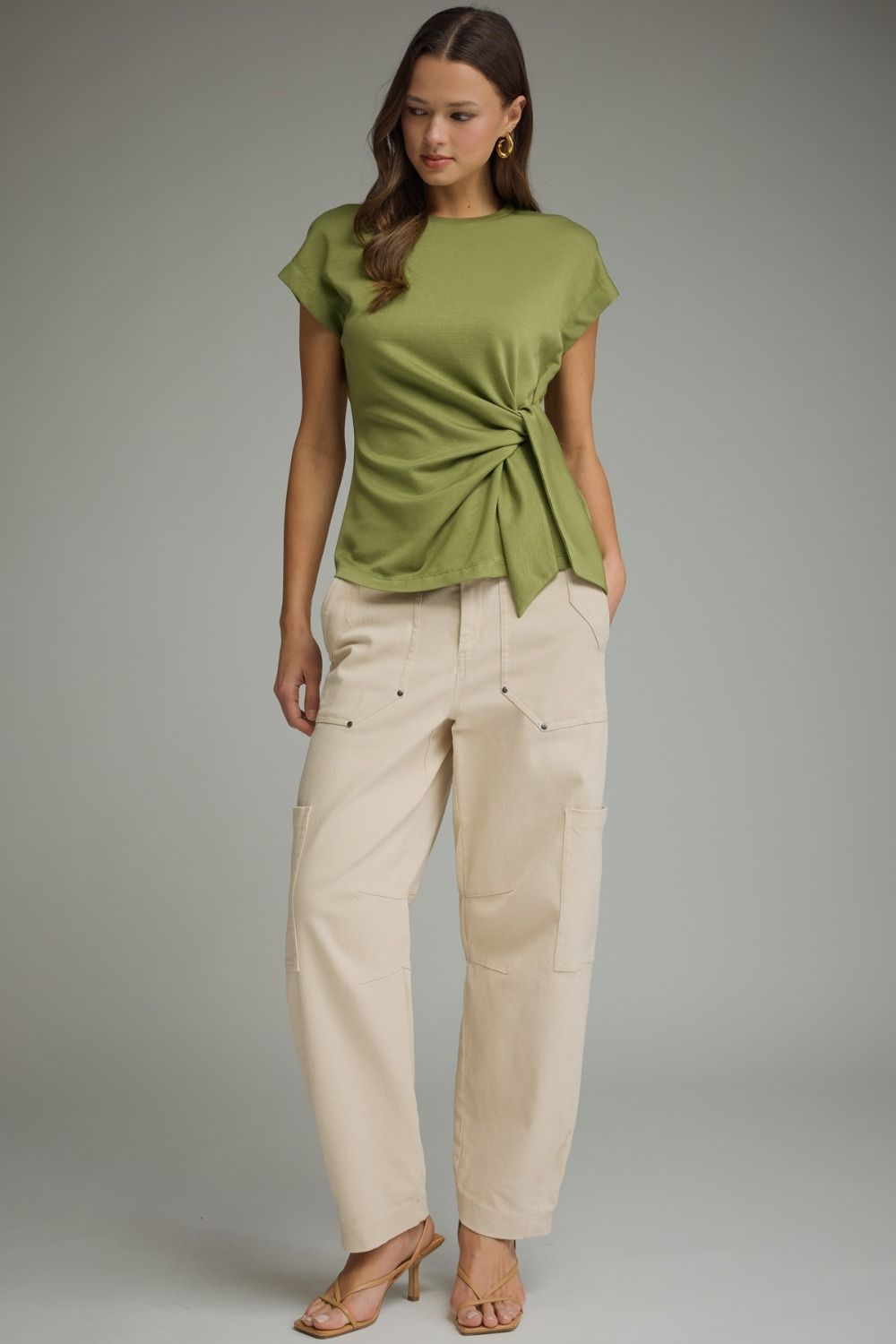 Gretta Side Tie Top in Matcha Green