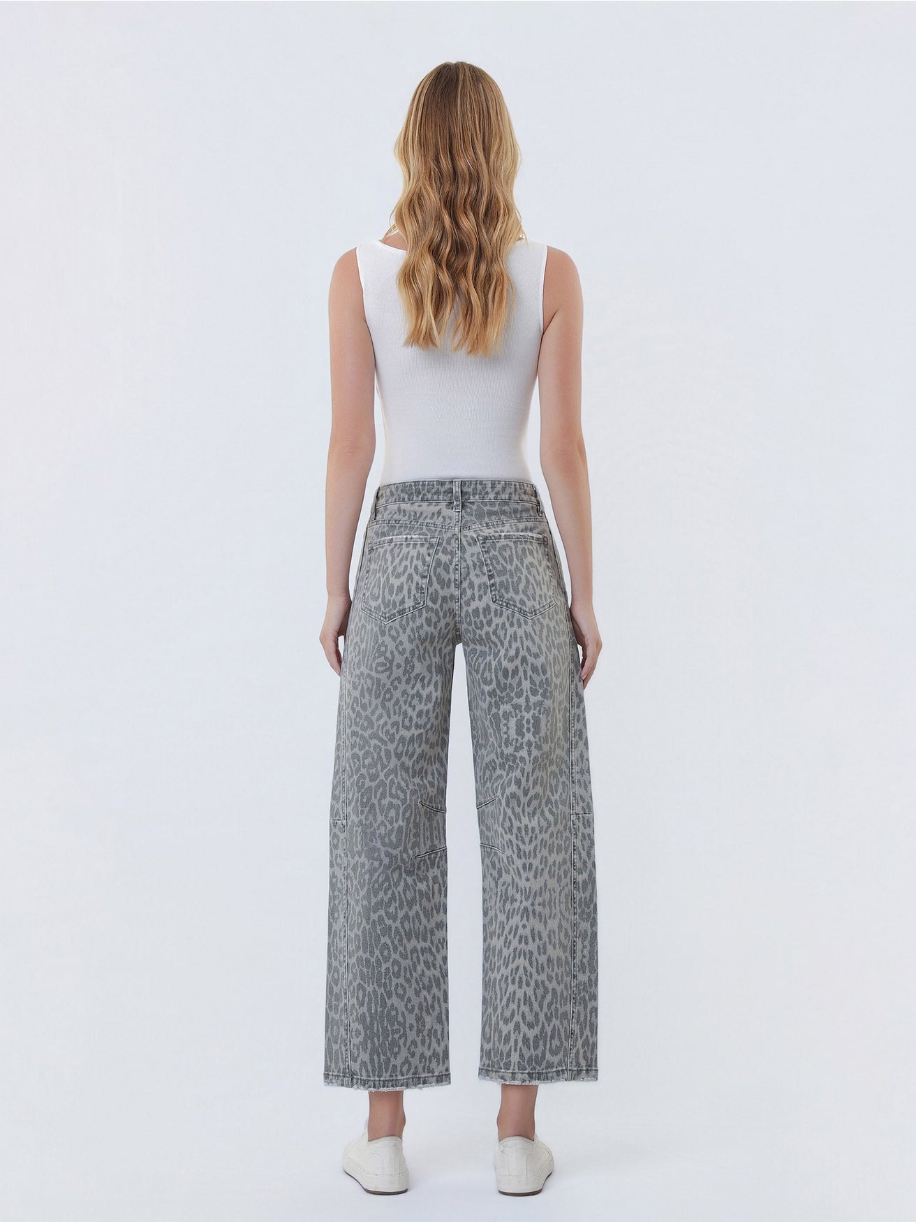 Leopard Print Barrel Drawstring Jean