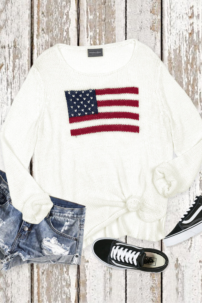 Flag Crew Cotton Sweater by Wooden Ships