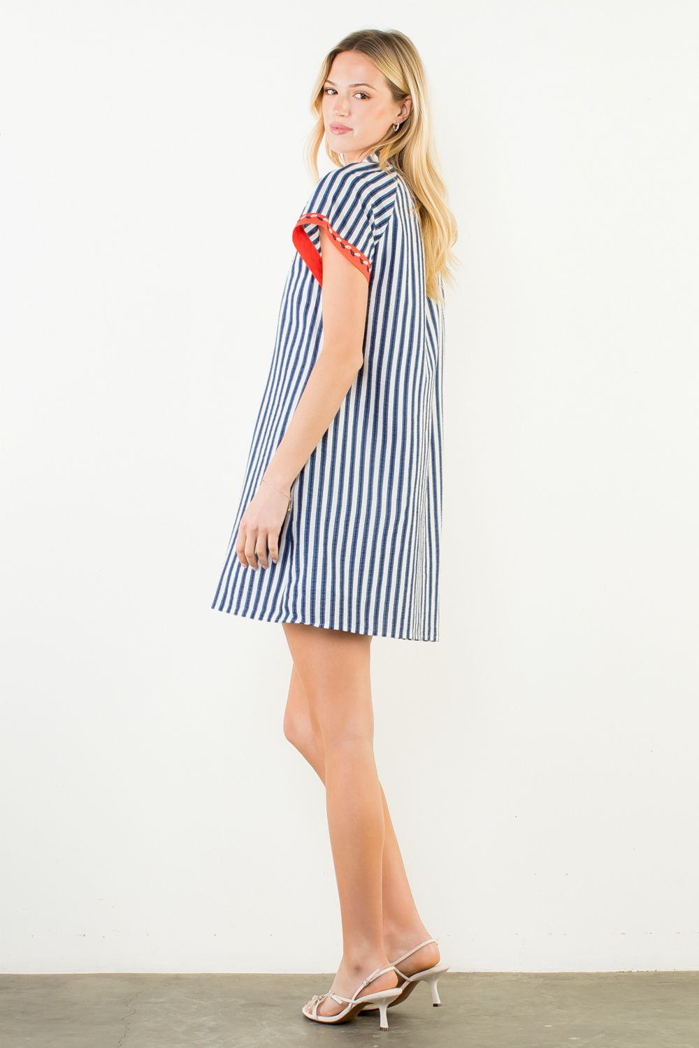 Nicka Striped V Neck Dress by THML