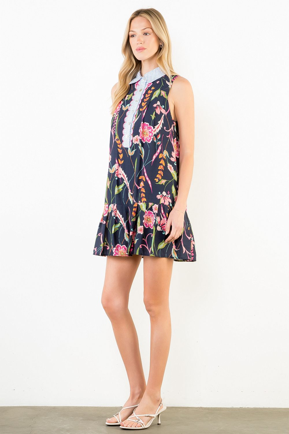 THML Collared Sleeveless Dress