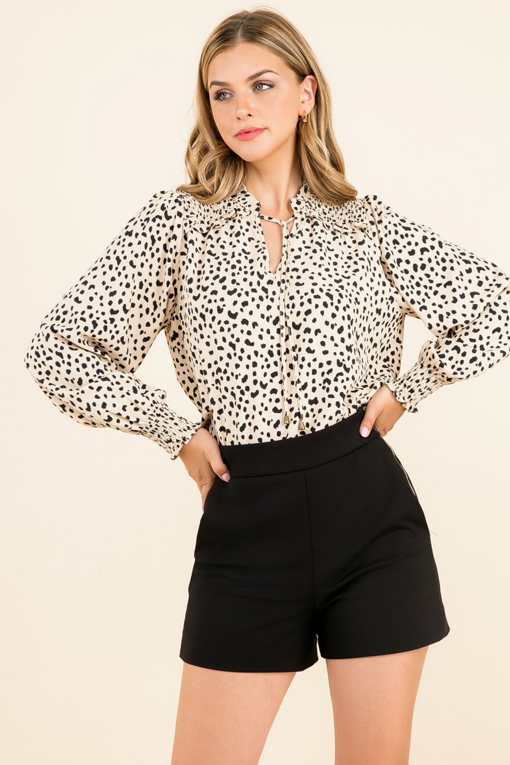 Vivian Top – Cream Leopard Print by THML