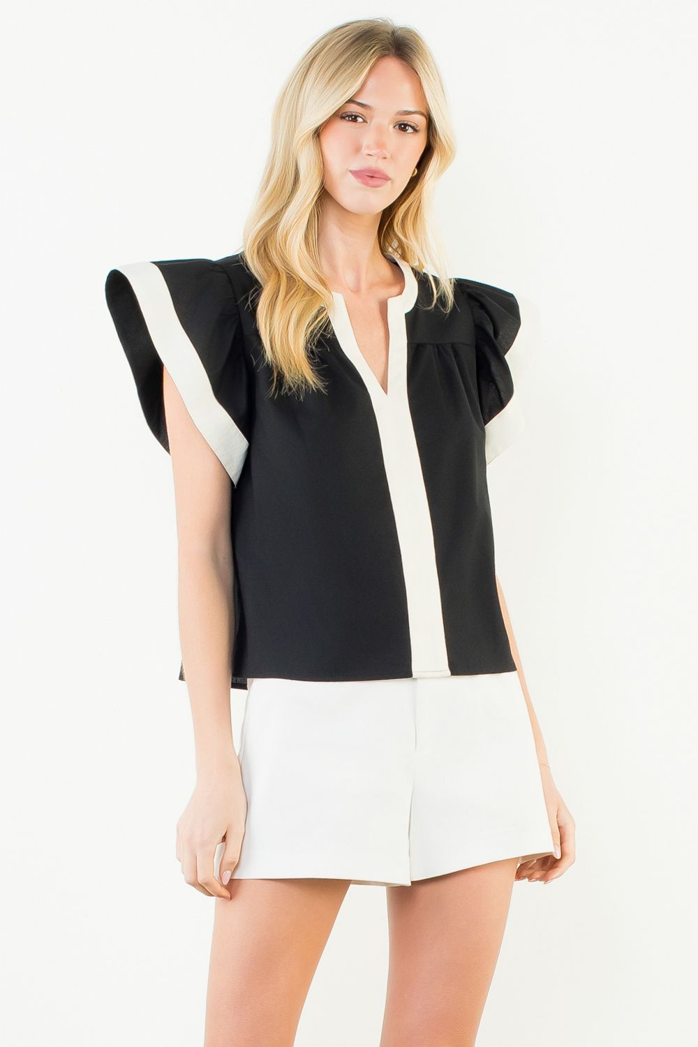 Cammy Flutter Sleeve V Neck Top