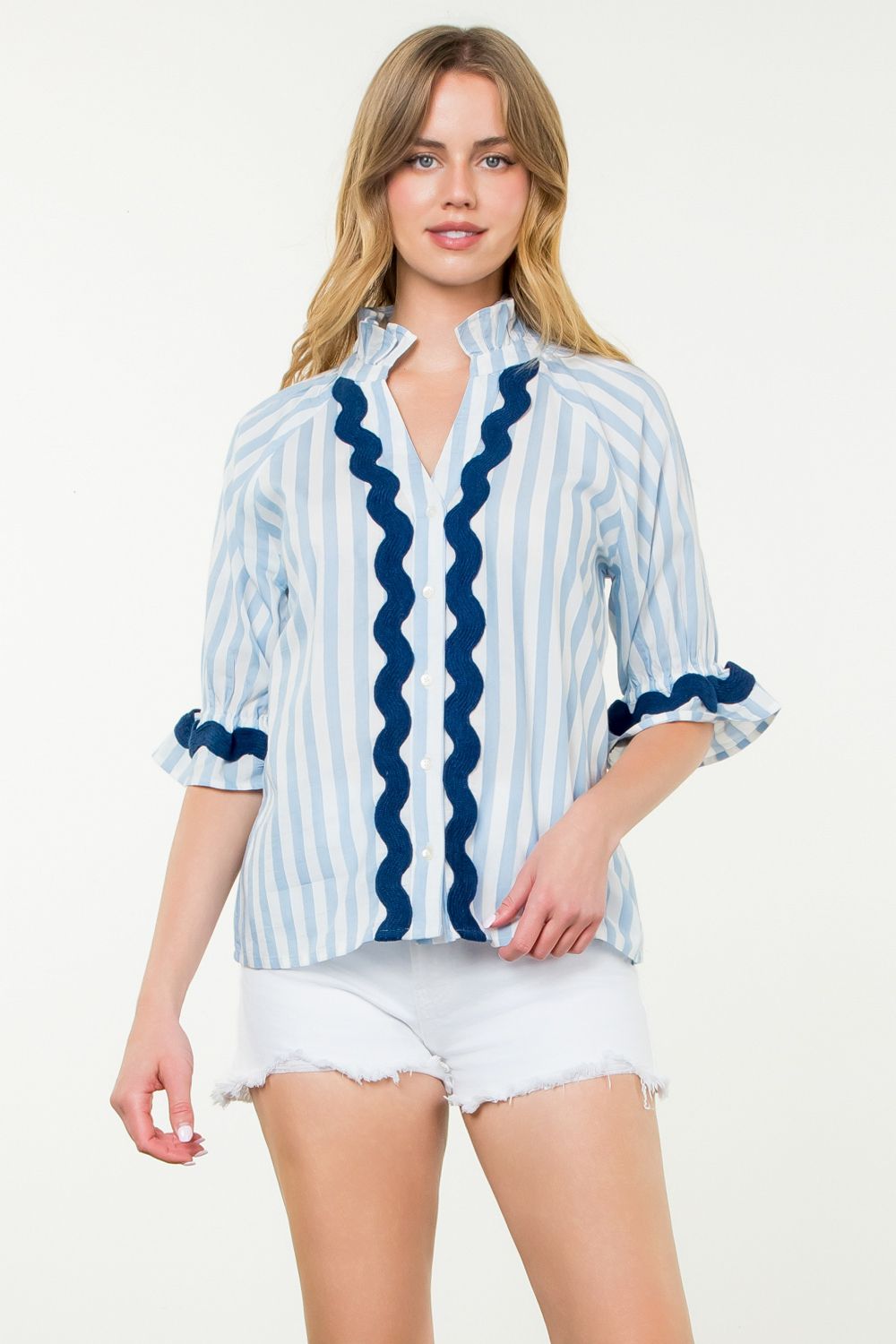 Claudia Blue Striped Top by THML