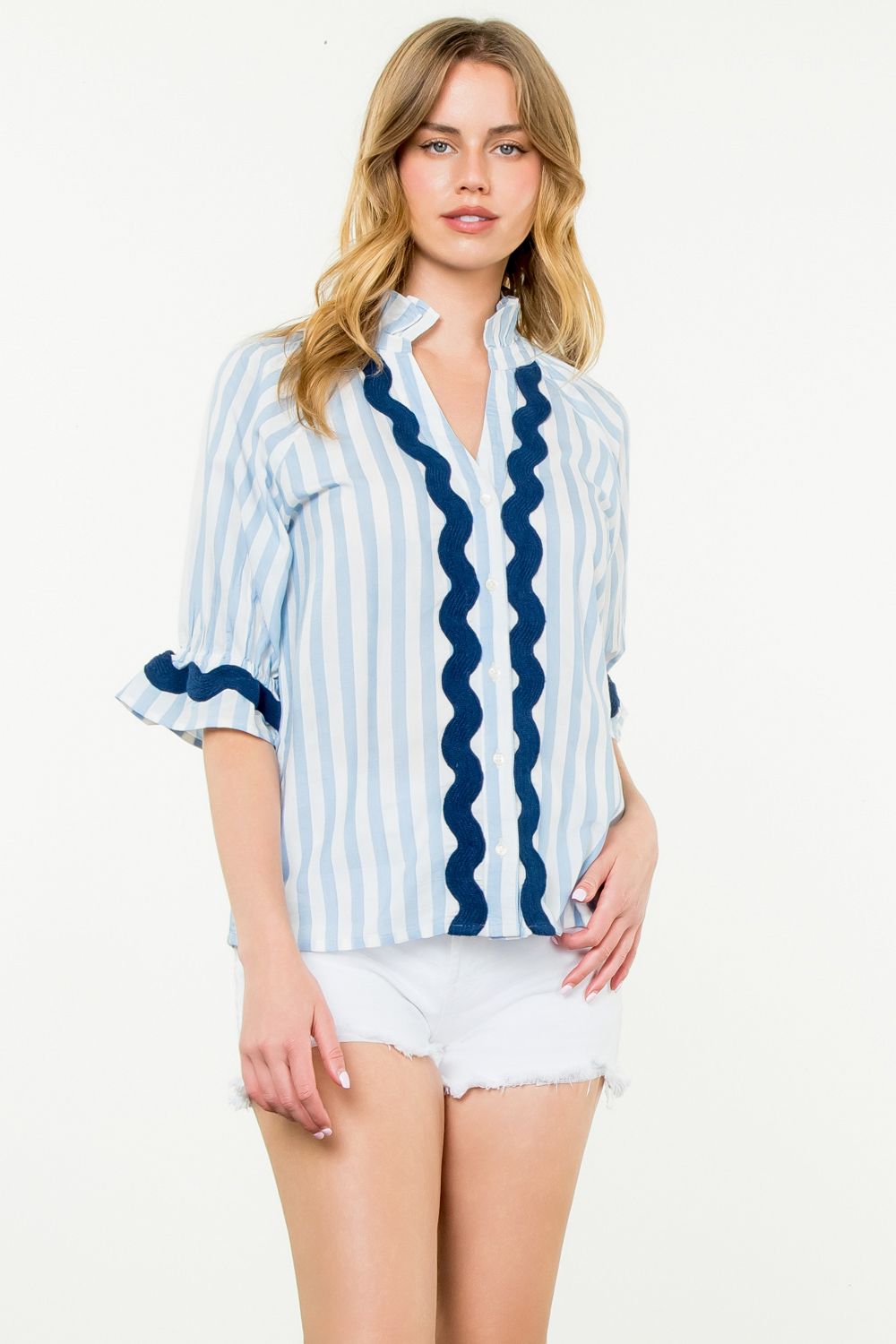 Claudia Blue Striped Top by THML
