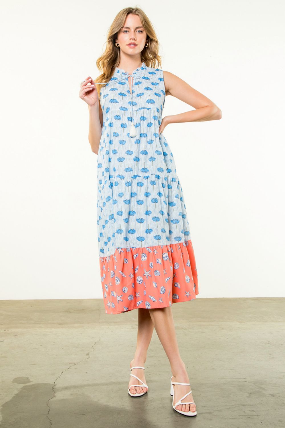 THML Sleeveless Flower Maxi Dress