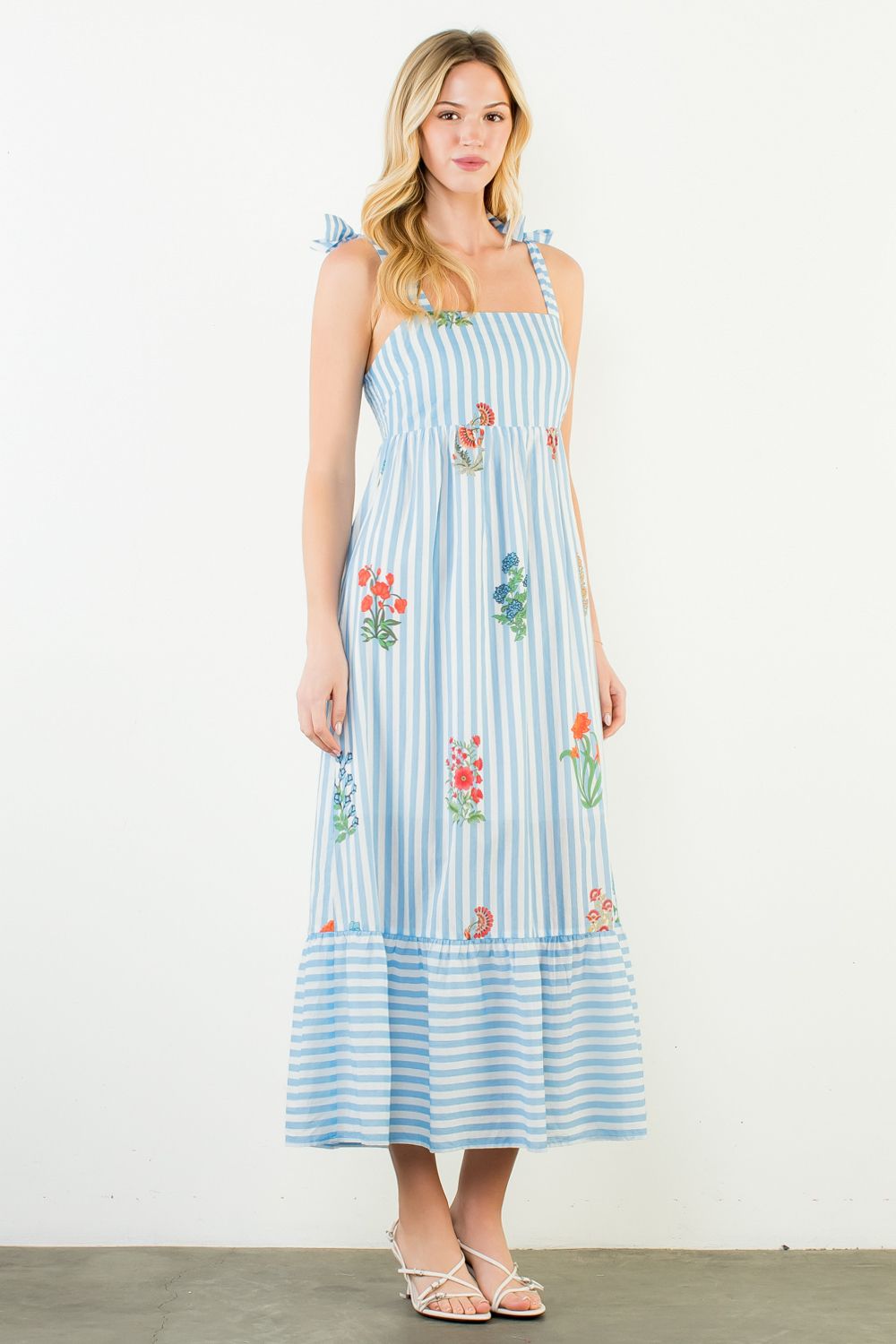 Elisa Striped Floral Maxi Dress