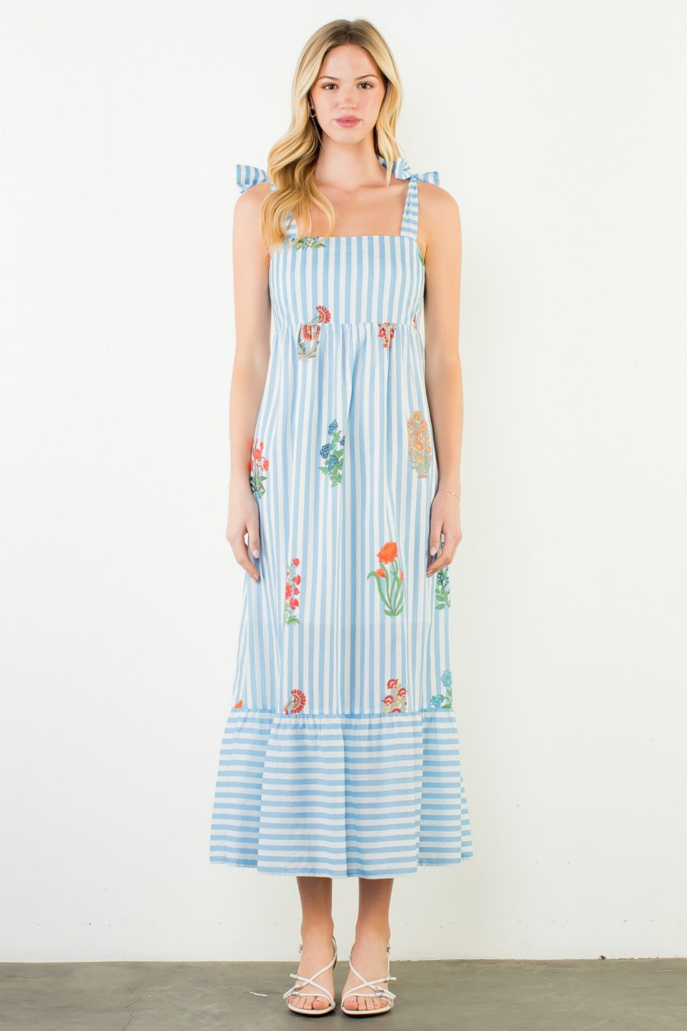 Elisa Striped Floral Maxi Dress