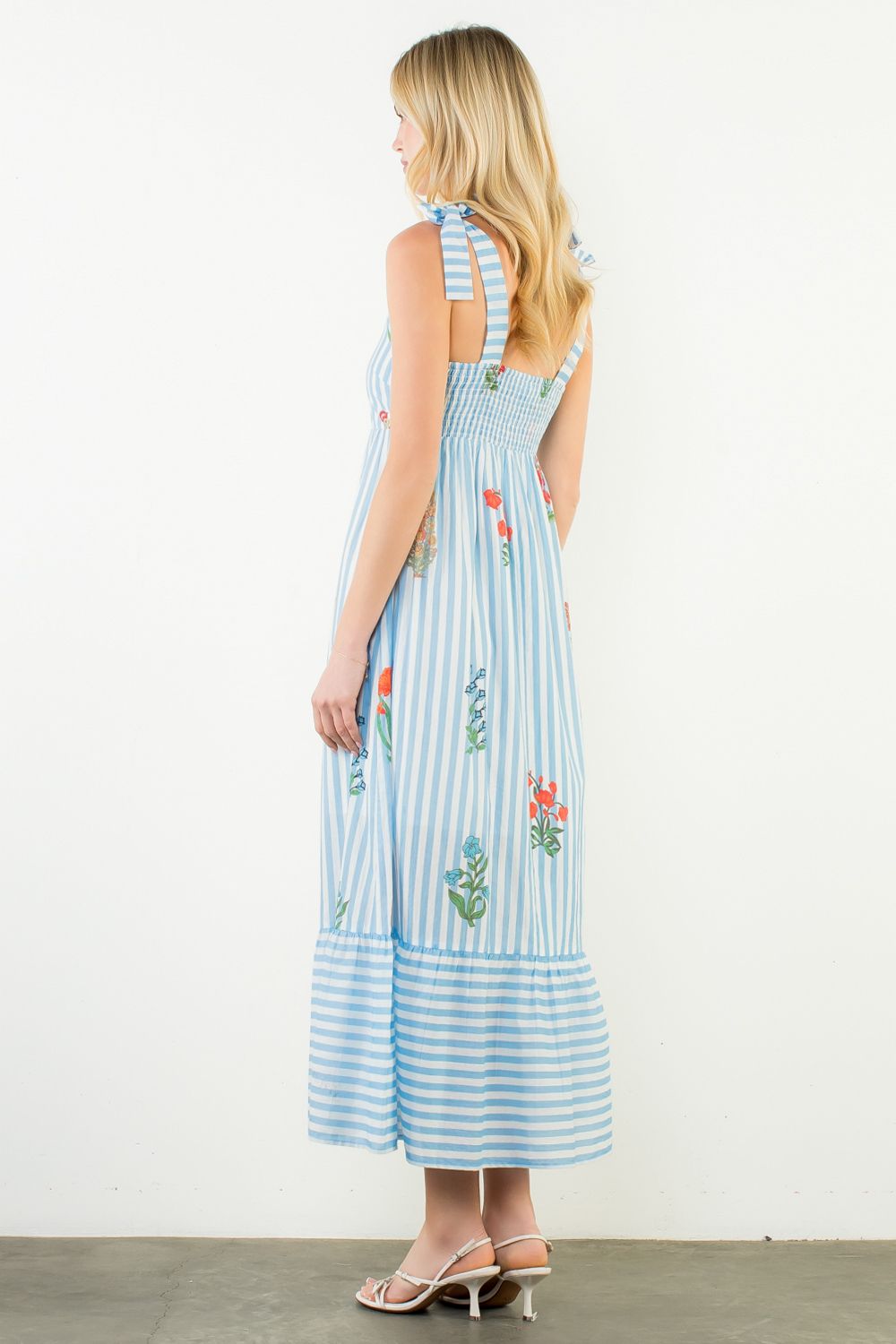Elisa Striped Floral Maxi Dress