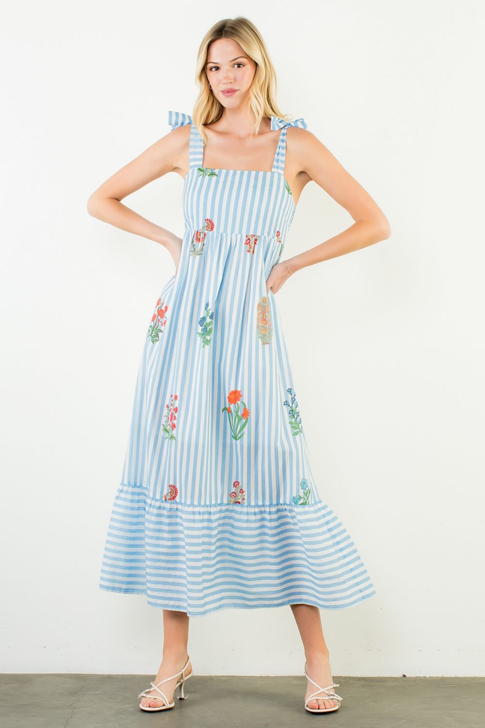 Elisa Striped Floral Maxi Dress