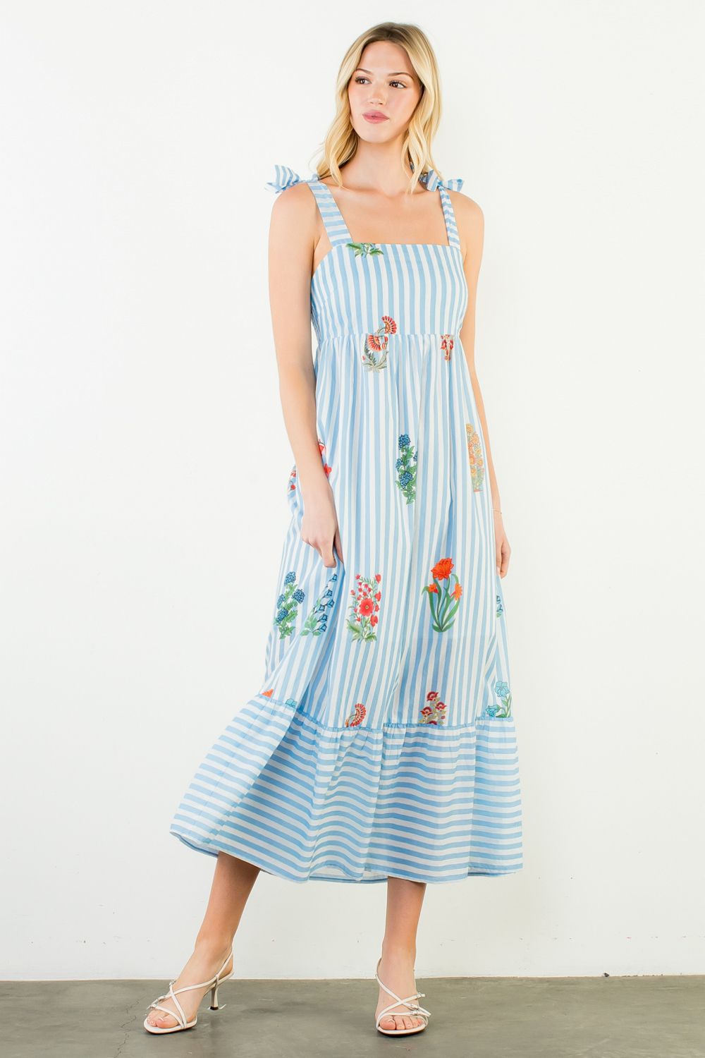Elisa Striped Floral Maxi Dress