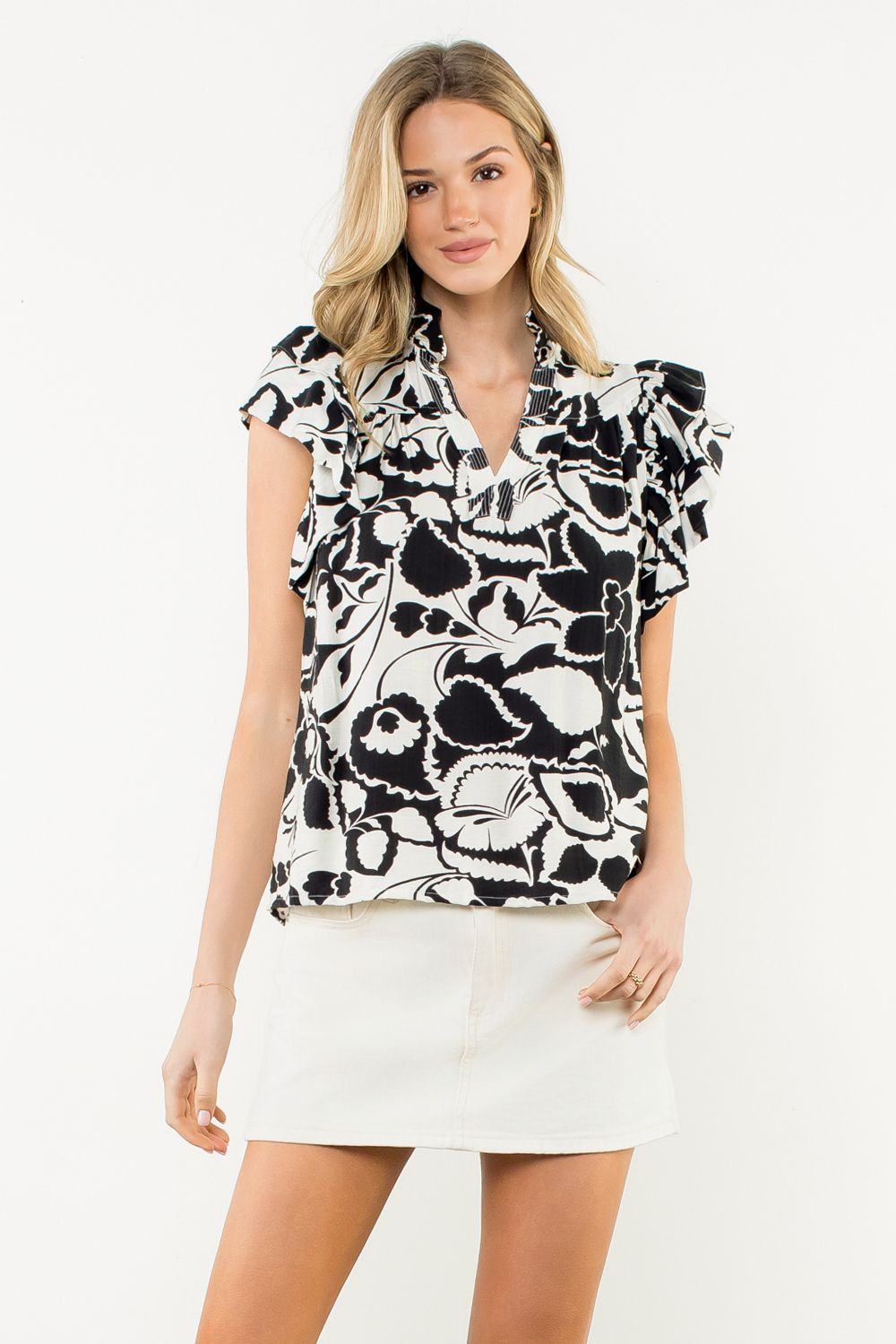 Britta Black and White Blouse by THML