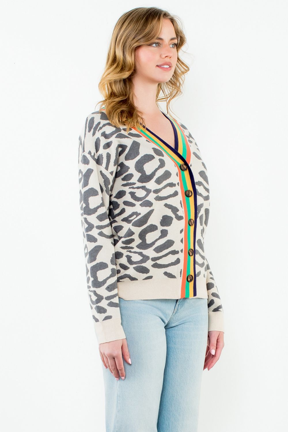 The Vivienne Cardigan – Button Front Animal Print