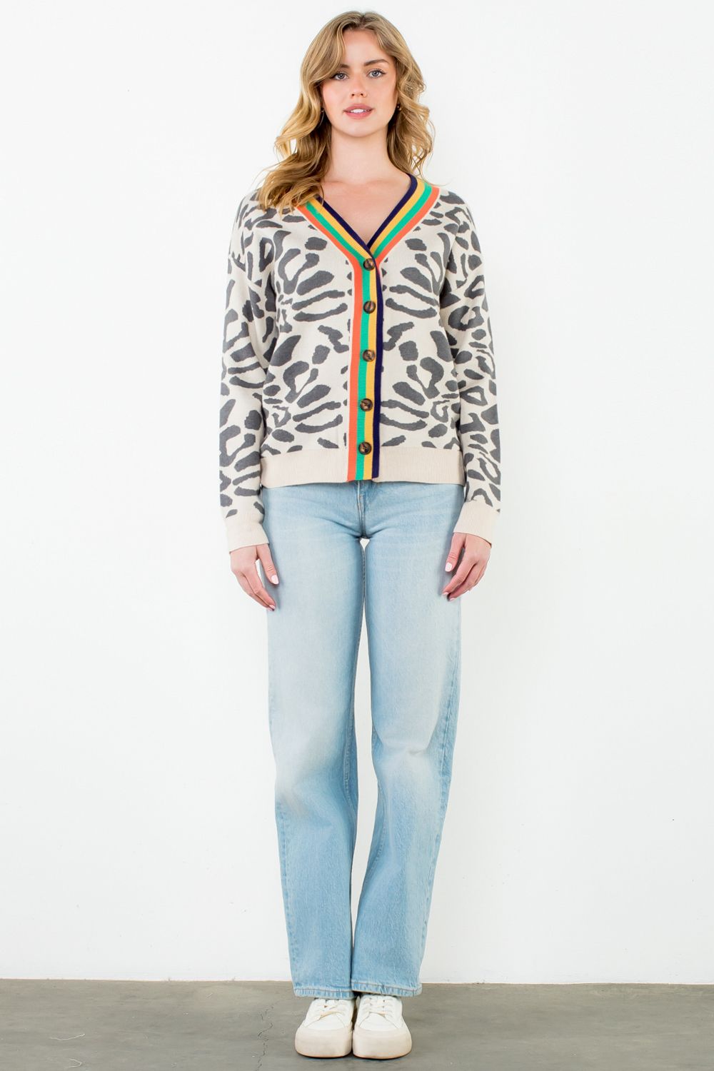 The Vivienne Cardigan – Button Front Animal Print