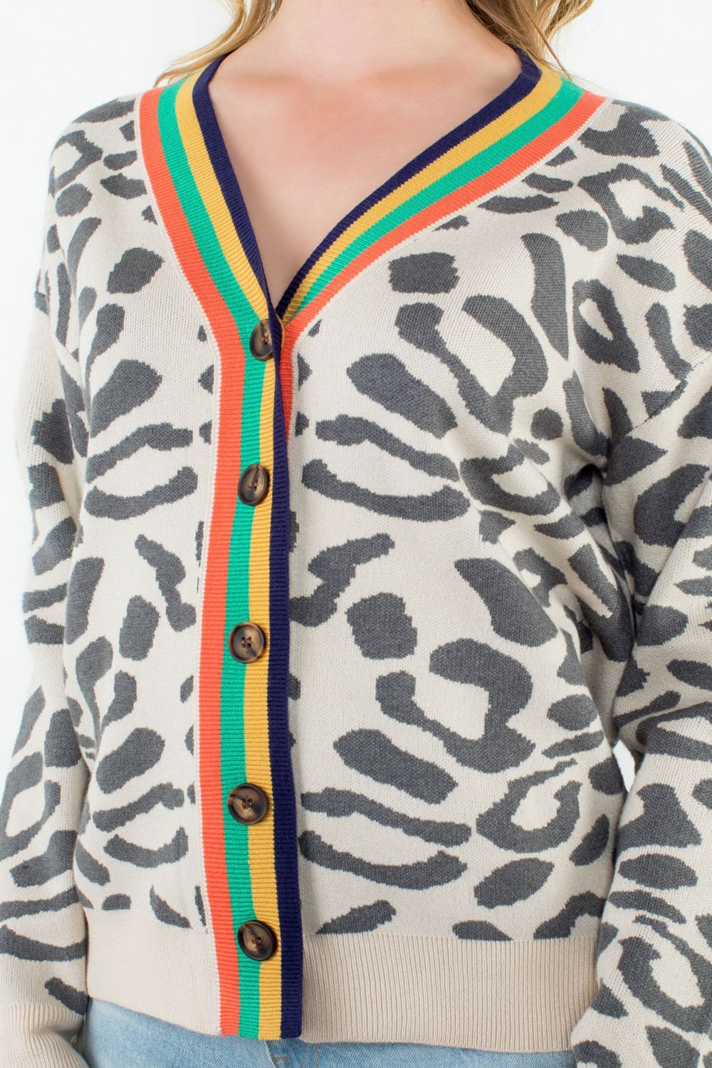 The Vivienne Cardigan – Button Front Animal Print
