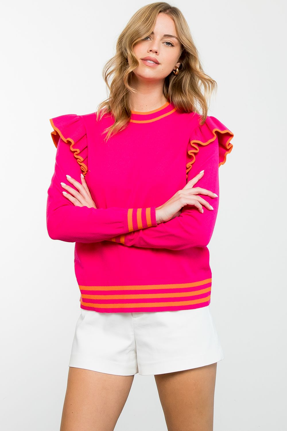 Ruffle Sleeve Knit Sweater