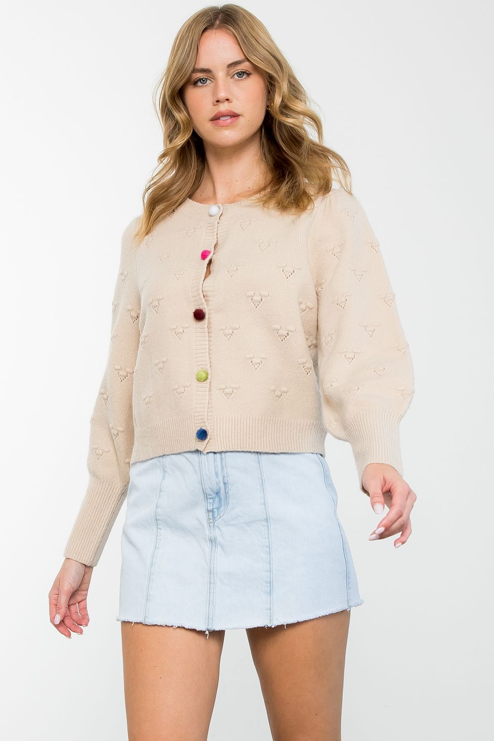 Button Up Knit Sweater by THML