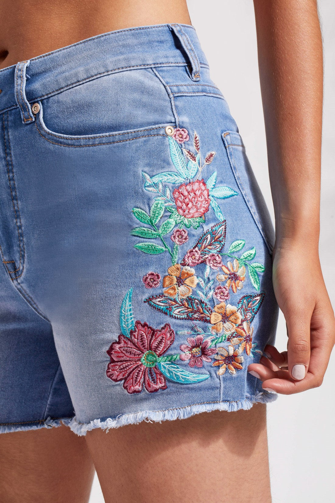 Brooke Embroidered Denim Shorts