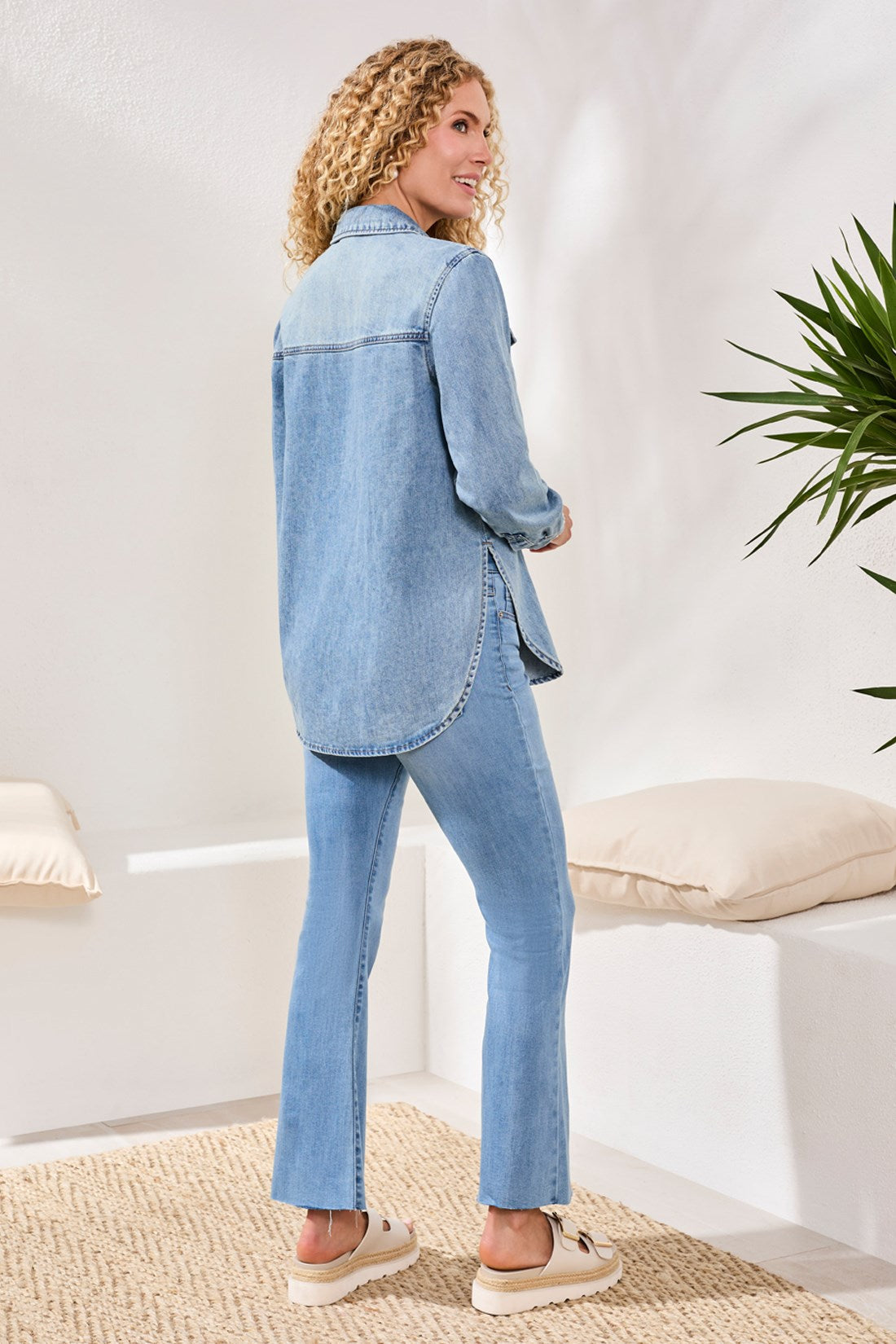 Classic Button Front Denim Shirt by Tribal Fashion