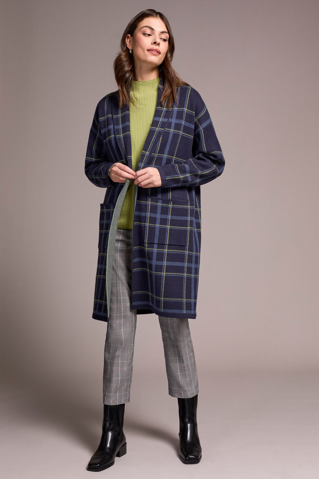 Double Knit Plaid Coatigan