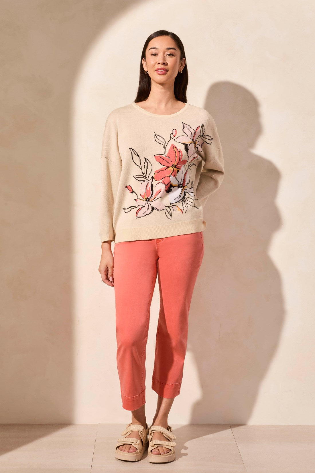 Floral 3/4 Sleeve Sweater