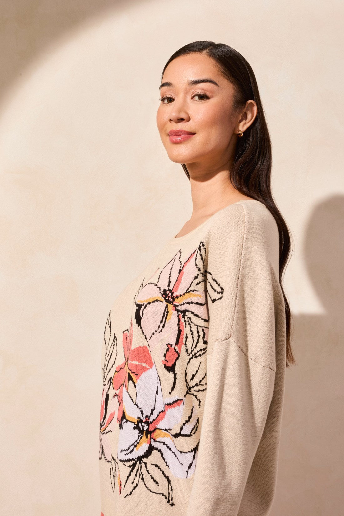 Floral 3/4 Sleeve Sweater