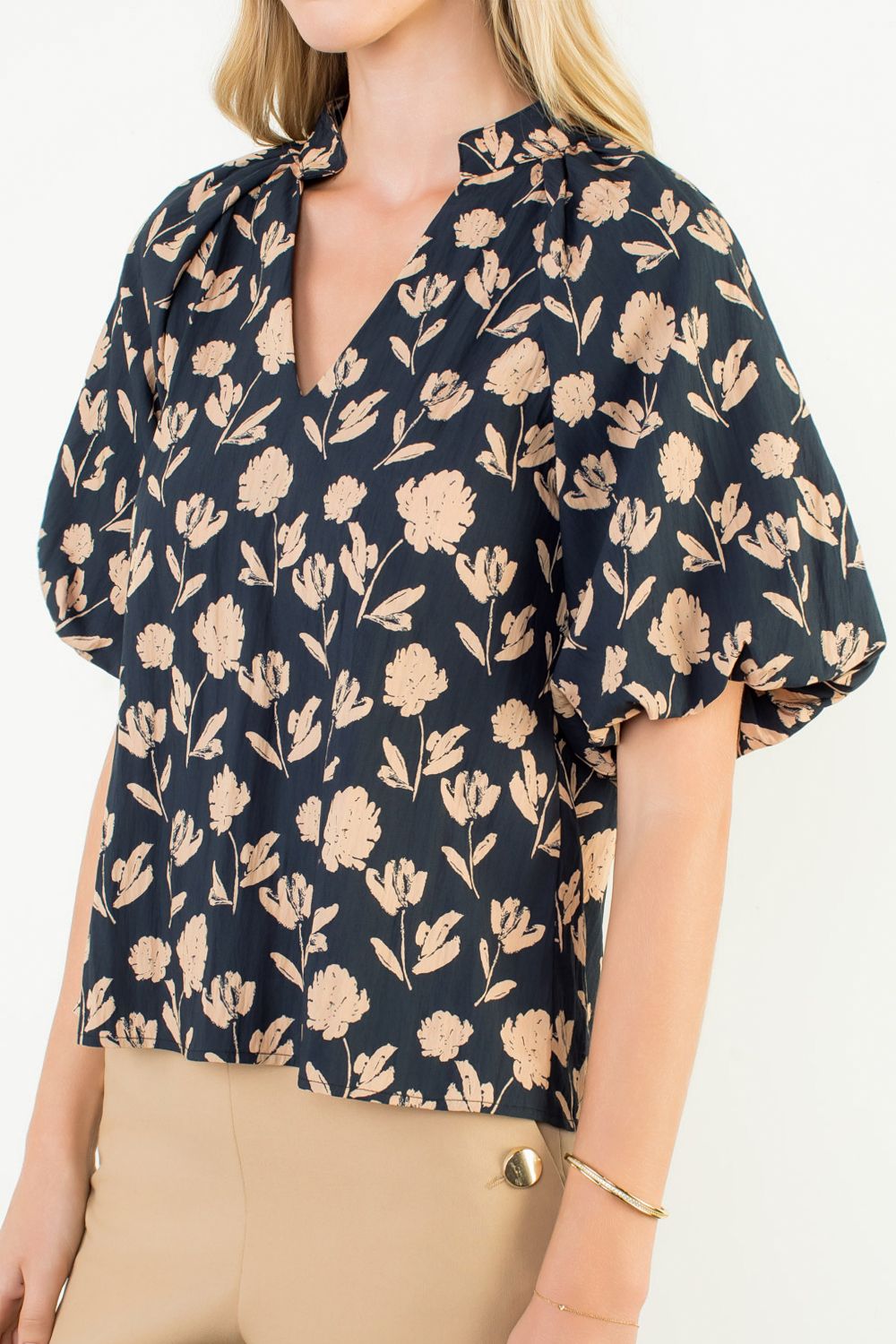 THML Black Floral Blouse