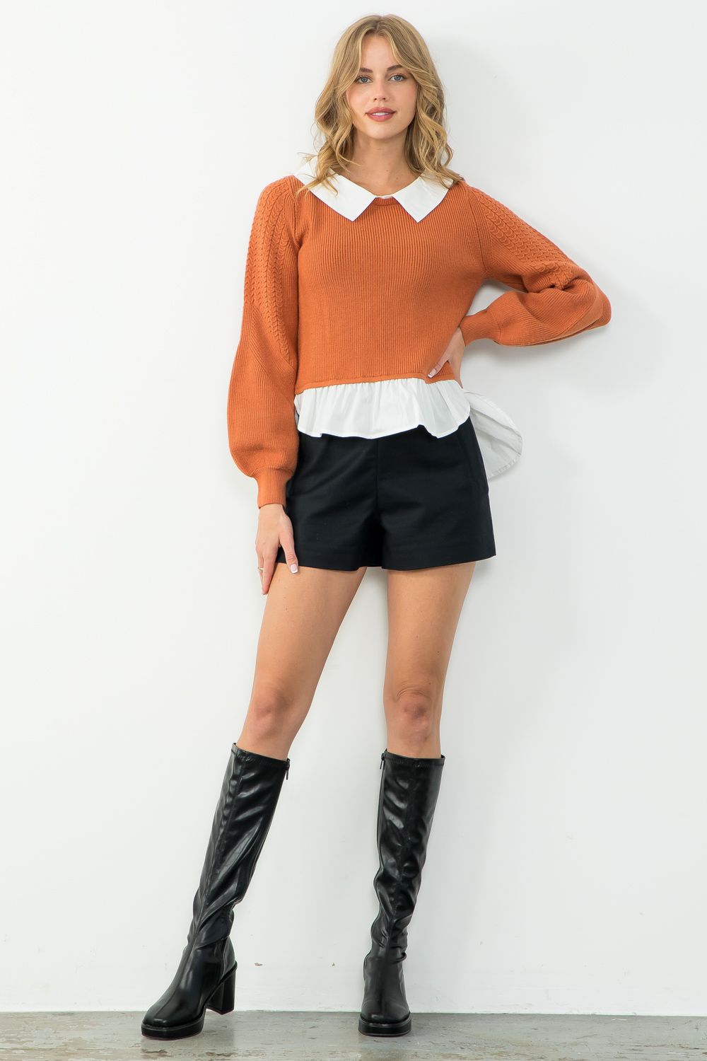 Collared Sweater Blouse Top