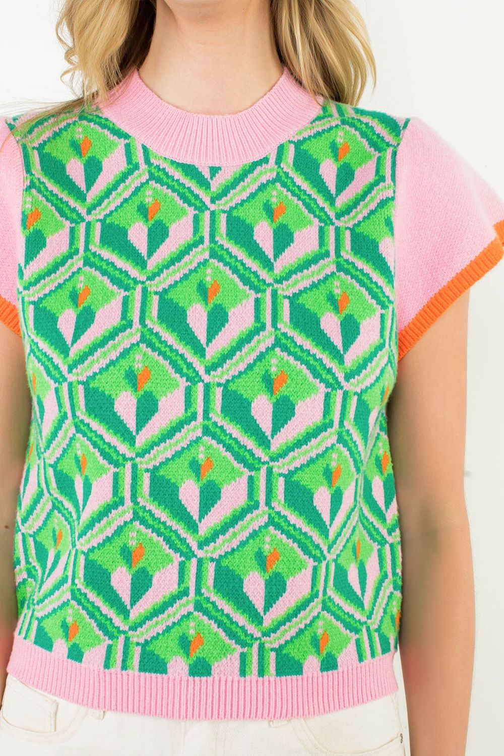 Cap Sleeve Heart Sweater by THML