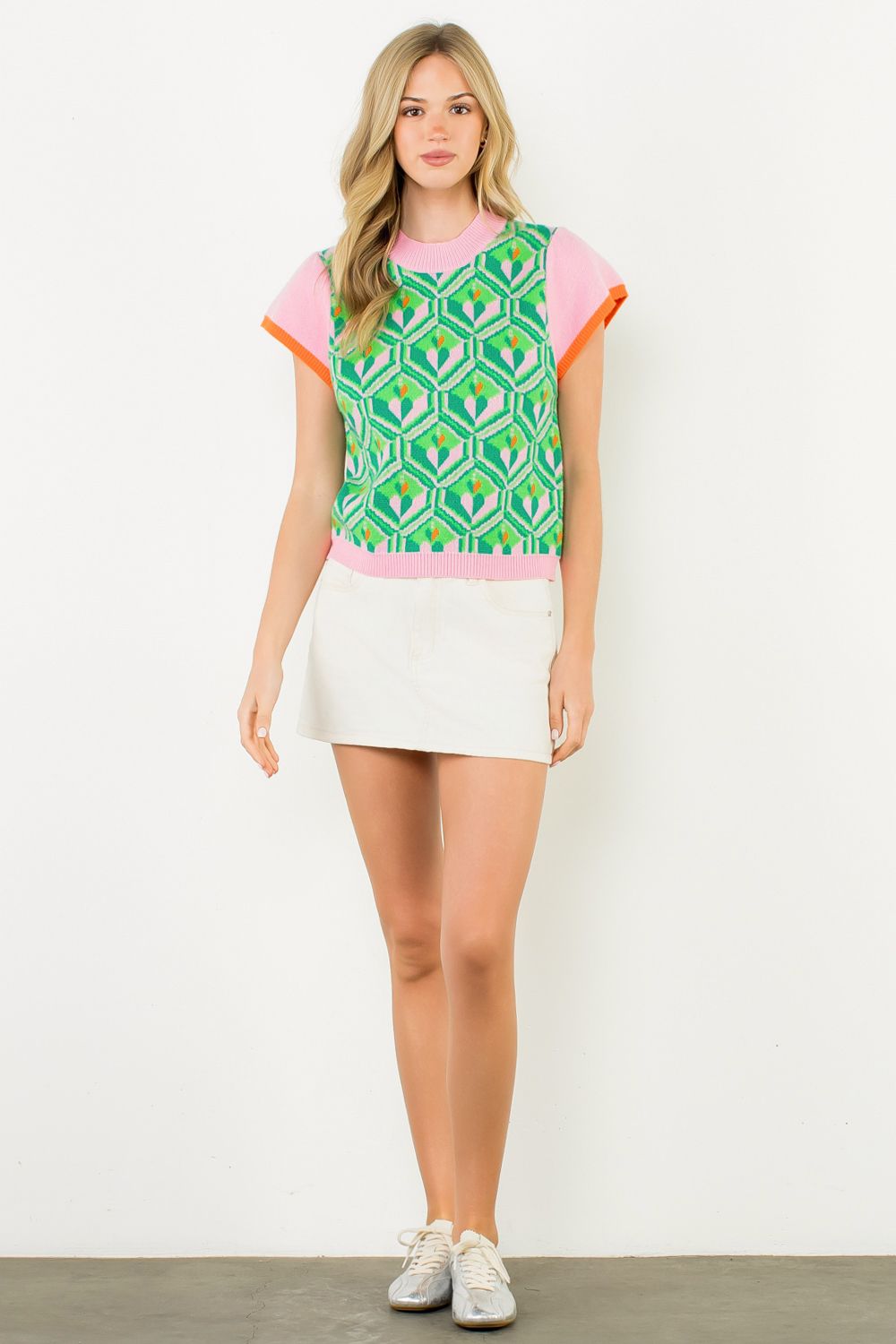 Cap Sleeve Heart Sweater by THML