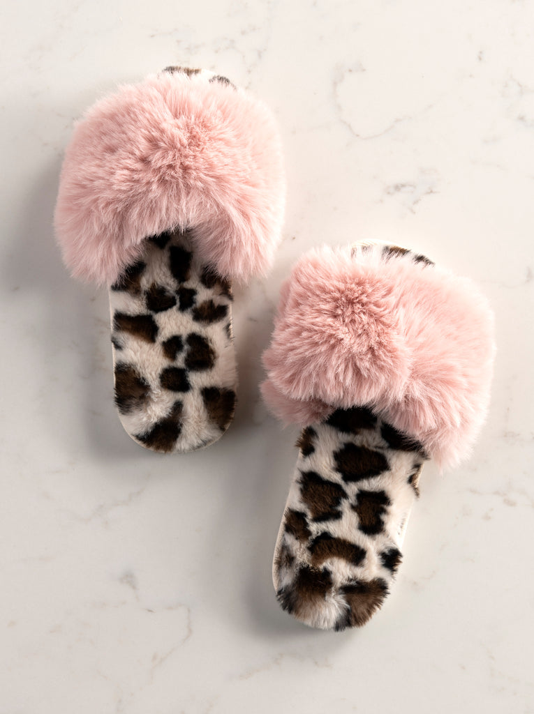 Animal Print Faux Fur Slippers by Shiraleah