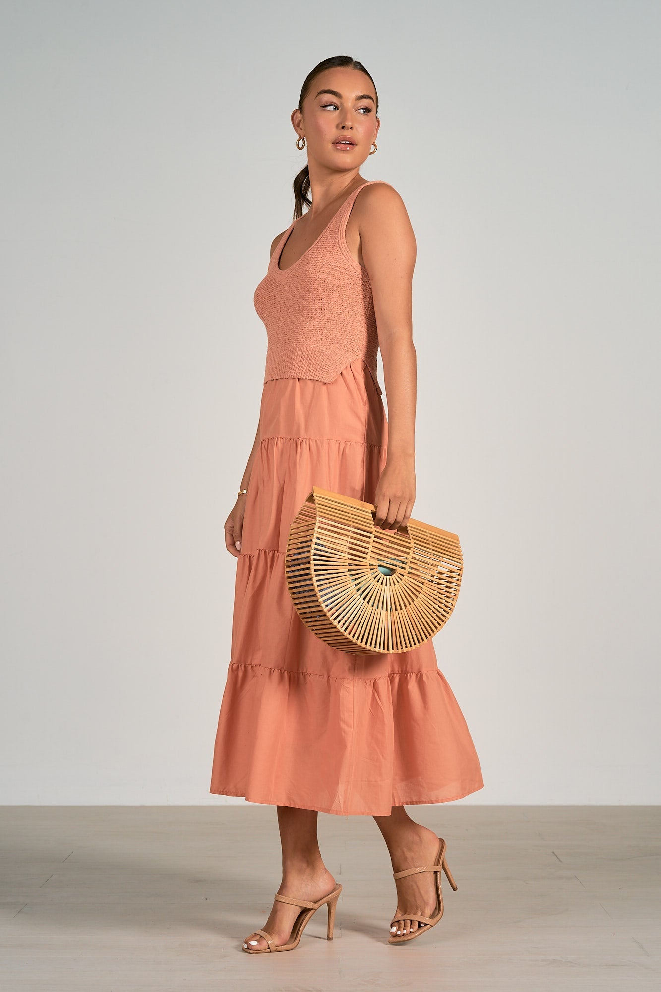 Woven and Knit Maxi Dress by Elan