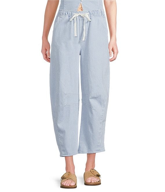 Blue Pinstripe Barrel Jean