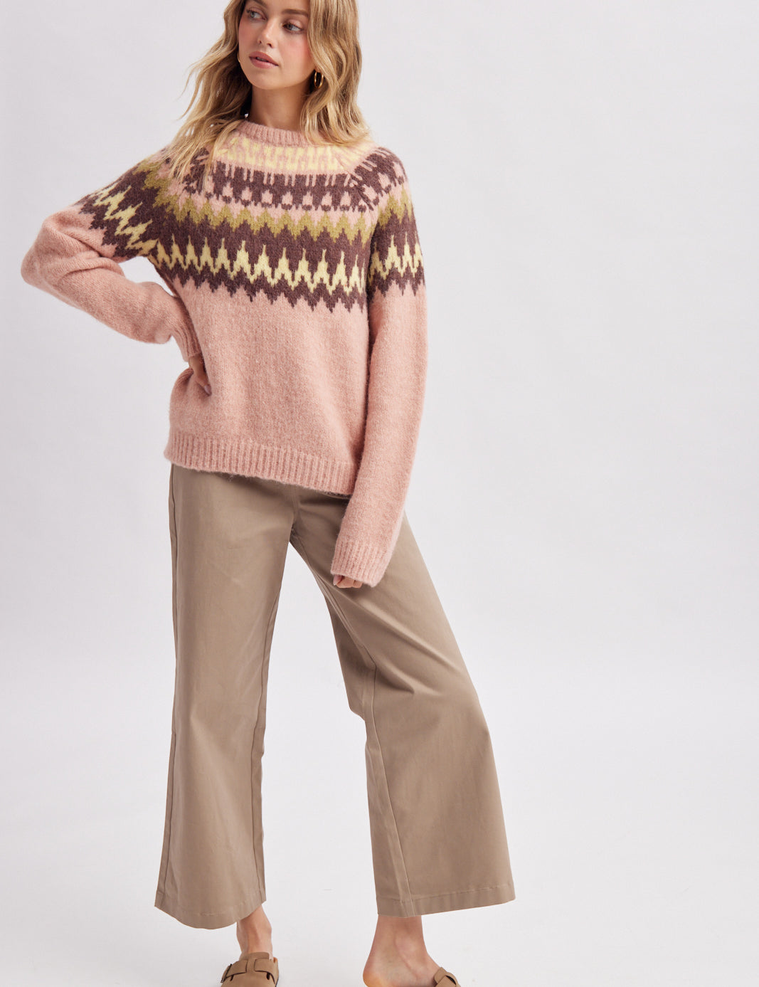 Soft Pink Fair Isle Sweater